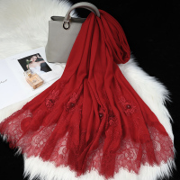 2020年上海故事秋冬季保暖羊毛围巾女士百搭红色婚纱旗袍外搭披肩