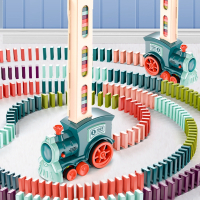 古达多米诺骨牌小火车儿童男孩益智自动投发放车积木玩具电动3岁女孩4