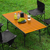 闪电客户外折叠桌椅便携式铝合金蛋卷桌野餐野营桌野炊桌子露营装备全套