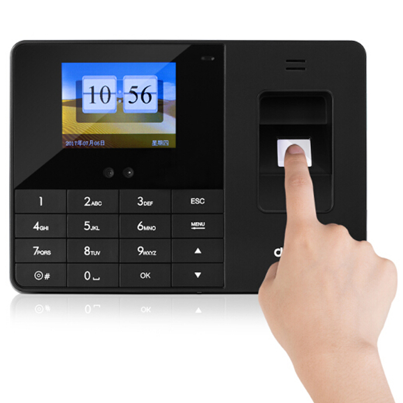 得力deli3763人脸识别式指纹考勤机28英寸tft彩色屏打卡机指纹考勤