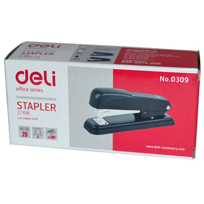 得力(deli)0309办公订书机 12号装订机可订2-25张 80g复印纸 金属塑料钉书器/订书器 适用12#订书针图片