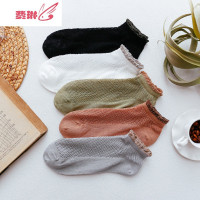 镂空短袜透气网眼短袜子女超短筒浅口韩国可爱花边 费琳