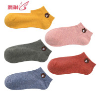 10双女袜低邦浅口船袜 小熊袜子女短袜网红可爱棉袜日韩潮袜 费琳