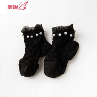 5双装蕾丝花边船袜女薄款水晶丝短袜韩国铆钉金银丝珍珠袜子 费琳