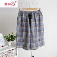 男夏双层纱布五分裤睡裤家居裤沙滩裤 费琳