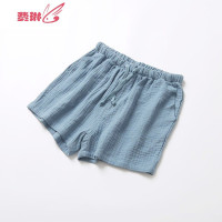 睡裤男女夏季双层纱布情侣家居裤日系薄款水洗绉布短裤沙滩裤 费琳