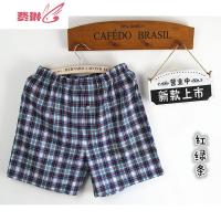 睡裤男女方格夏季薄款三分裤宽松沙滩裤休闲甜美半裤 费琳