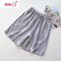 睡裤男夏季沙滩裤双层纱布日系简约家居裤夏天薄款 费琳