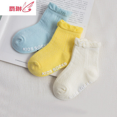 婴儿袜子薄款防滑儿0-6个月女宝宝0-1岁中筒袜 费琳