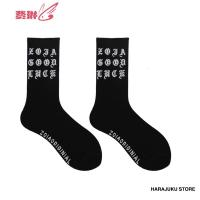 街头原宿港风哥特字母嘻哈中筒袜子棉个性时尚女运动滑板长袜潮 费琳