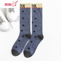 3双韩国金银丝袜子女ins潮春季中筒袜字母星星亮丝闪光时尚长袜子 费琳