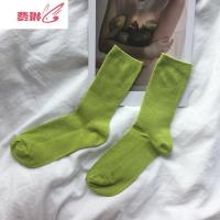 果绿色袜子女韩版新款堆堆袜牛油果绿时尚基础网红款百搭女袜 费琳