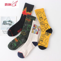 男士中筒运动长袜 街头欧美嘻哈潮袜配工装裤 ins长筒滑板袜子 费琳