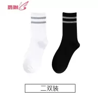 反光条纹长筒袜子女ins潮街头中筒袜夏季常规运动黑色 费琳