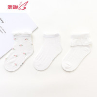 粉色碎花童袜袜子女童可爱日系薄款短筒学院风蕾丝透气宝宝袜 费琳