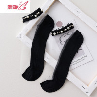 水晶袜子女短袜浅口夏季薄款日系可爱珍珠袜透明玻璃丝ins潮网红 费琳