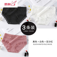 3条内裤女中腰少女日系性感蕾丝女士三角裤棉底裤透气 费琳