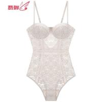 女人的秘密秋季法式蕾丝塑身衣性感诱惑连体衣燕麦色 费琳塑身衣