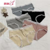 女装2020新款潮透气中腰女士无缝花边三角内裤防走光短裤子5条装 费琳大码女装