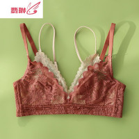 大胸显小文胸少女日系法式文胸超薄款无钢圈内衣女无海绵文胸套装 费琳胸罩