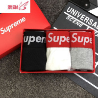 三条装les帅T男女情侣个性中腰宽边四角平角裤内裤 费琳