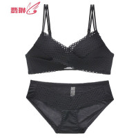 内衣女无钢圈聚拢小胸性感文胸套装日系薄款蕾丝胸罩少女 费琳胸罩