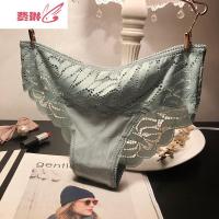 密语私物 欧美大叶子蕾丝边舒适棉质面料中腰性感内裤女 费琳