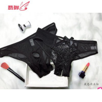 情侣丁字裤头性感方便利内裤蕾丝开口男女私密快乐诱惑内衣 费琳