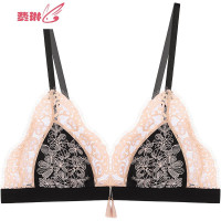 超薄款蕾丝无钢圈文胸套装法式bra小胸胸罩内衣内裤一套女 费琳胸罩