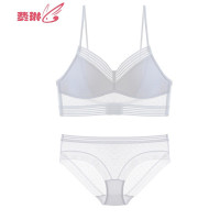 夏季薄款美背文胸内衣女无钢圈文胸套装 U形露背文胸蕾丝隐形胸罩 费琳