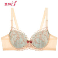薄款内衣女大胸显小 刺绣蕾丝性感胸罩无海绵上托聚拢文胸 费琳胸罩