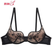 聚拢性感蕾丝内衣上薄下厚调整型文胸胸罩墨绿色女士 费琳胸罩