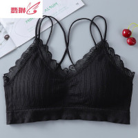 交叉美背内衣女无钢圈文胸罩学生高中少女蕾丝抹胸运动背心聚拢打底 费琳胸罩