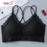 交叉美背内衣女无钢圈文胸罩学生高中少女蕾丝抹胸运动背心聚拢打底 费琳胸罩