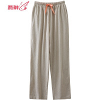 素色居家长裤女亚麻睡裤春季混纺沙滩裤家居裤可外穿 费琳