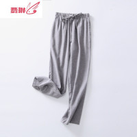 睡裤款棉裤子简约宽松格纹磨毛绒布家居裤长裤 费琳