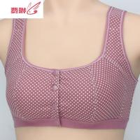 中老年人妇女妈妈棉布内衣薄无钢圈加大码夏中年前扣舒适胸罩 费琳胸罩