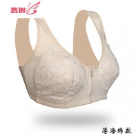 中老年女式薄款文胸加大码无钢圈妈妈前扣式拉锁内衣 费琳胸罩