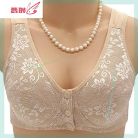 中老年文胸老人舒适棉妈妈中年妇女穿的背心式奶奶前扣大码内衣 费琳胸罩