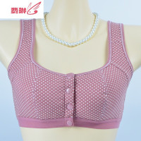 妈妈文胸妇女大码背心式舒适内衣中老年前扣夏无钢圈聚拢胸罩 费琳胸罩