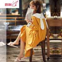 2016年春季款睡衣女兔子可爱长袖宽松睡裙服女士 费琳