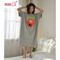 卡通可爱睡裙女夏季短袖薄加肥加大码胖MM孕妇睡衣200斤 费琳