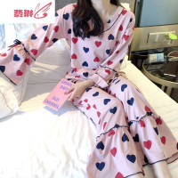 睡衣女长袖薄款韩版学生ins公主风爱心宽松服套装夏 费琳