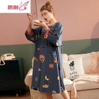 睡裙女卡通可爱长袖睡衣宽松大码可外穿少女服 费琳