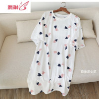 睡裙韩版休闲卡通睡衣女棉夏季短袖薄款服夏天可外穿 费琳