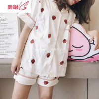 ins 日系莓睡衣女夏甜美小清新两件套少女可爱家居服可外穿 费琳