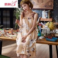 印花睡裙女夏天长款少女士睡衣裙夏季薄款可爱家居服 费琳