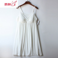 夏季睡衣女士带胸垫性感吊带裙蕾丝孕妇大码宽松睡裙薄 费琳