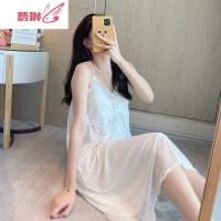 带胸垫吊带睡衣女夏季薄款冰丝性感可爱宫廷公主风蕾丝很仙的睡裙 费琳