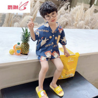 儿童睡衣夏季男孩短袖薄款小孩空调服中大宝宝卡通服套装 费琳